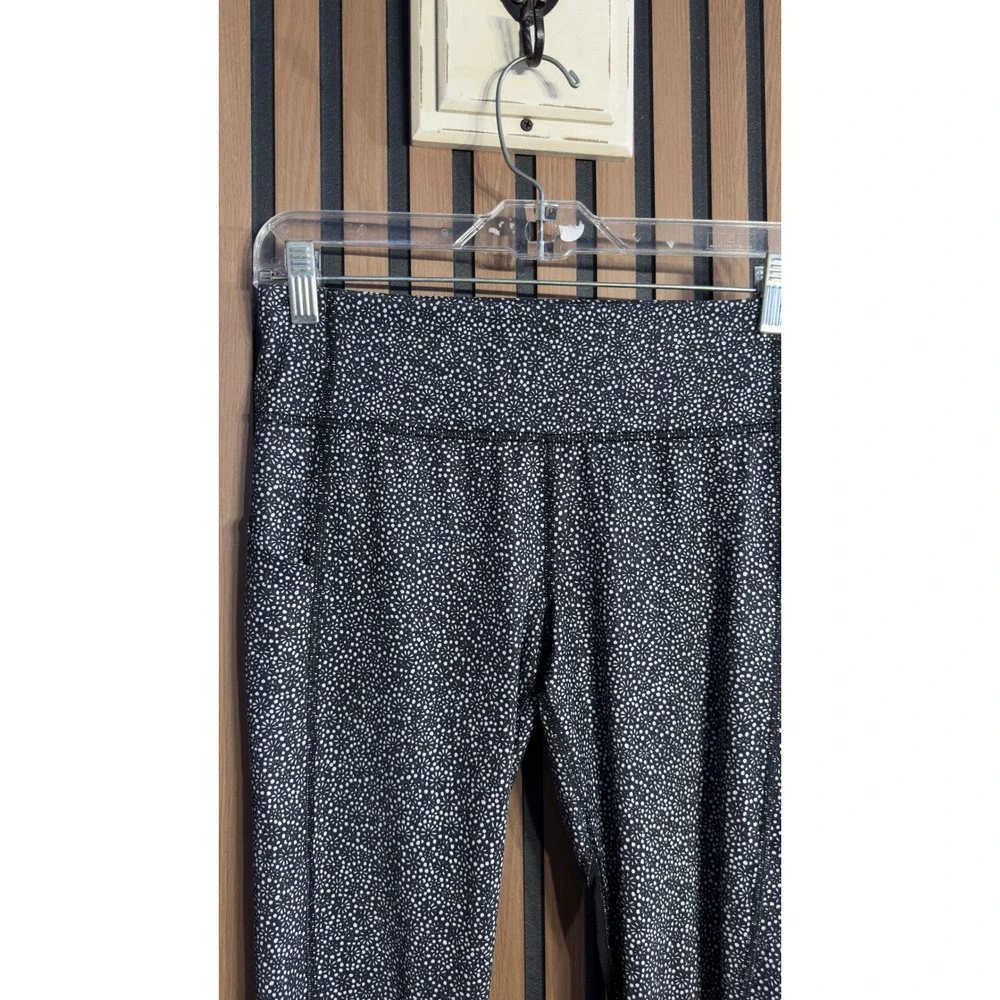 Lululemon Align High Rise Crop Leggings Black White Speckle Mesh Panel Size‎ 6